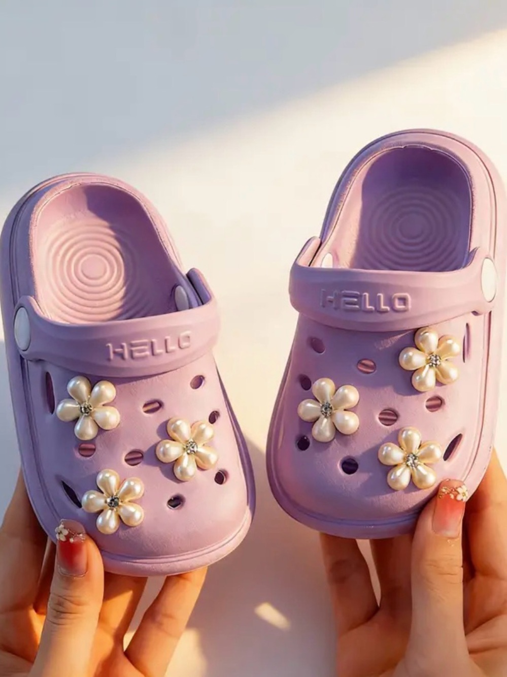 Kids' Purple Flower Clog Sandals
